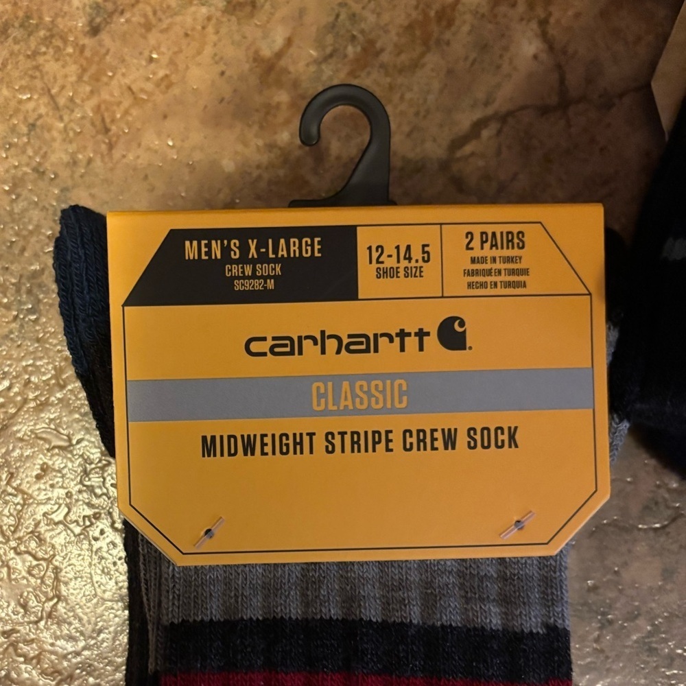 NWT *Bundle 4 pairs* men’s Carhartt Classic Midweight Stripe Crew Socks sz XL - Picture 3 of 8